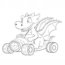 Cute Red Dragon Coloring Page Black & White