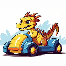 Dragon Driving Racing Car Coloring Page