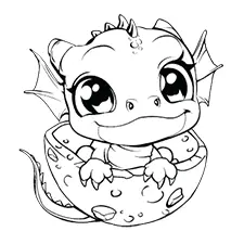 Dragon In An Egg Shell Coloring Page Black & White