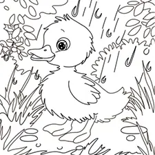 Duck Exploring Dewy Garden Coloring Page