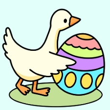 Duck Pushing Easter Egg Coloring Page