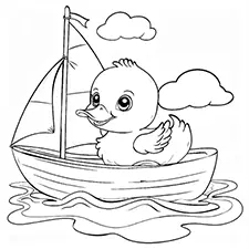 Duck In A Sailboat Coloring Page Black & White