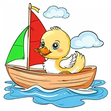 Duck In A Sailboat Coloring Page Color