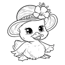 Duckling With A Summer Hat Coloring Page