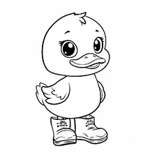 Duck Wearing Red Boots Coloring Page
