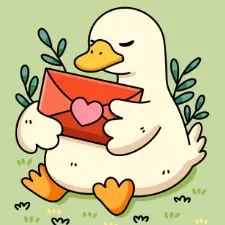 Duck With Heart Coloring Page