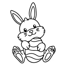 Bunny With An Easter Egg Coloring Page Black & White
