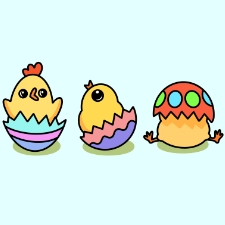 Easter Chick Triplets Coloring Page