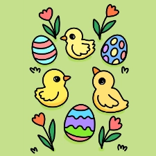 Easter Ducklings Coloring Page