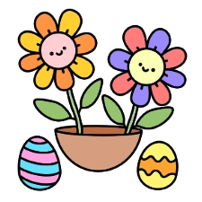 Easter Flower Friends Coloring Page