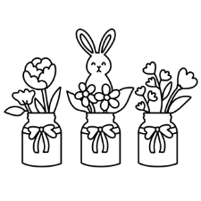 Easter Flowers Vase Coloring Page