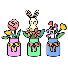Easter Flowers Vase Coloring Page