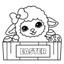 Easter Lamb In Box Coloring Page
