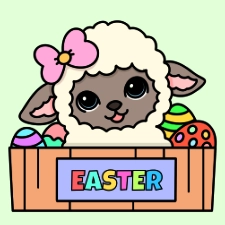 Easter Lamb In Box Coloring Page