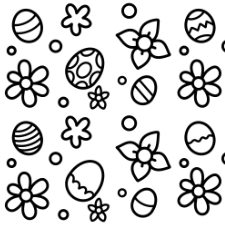 Easter Spring Flowers Pattern Coloring Page