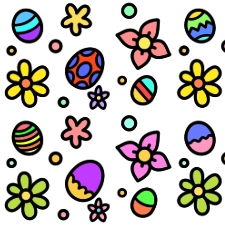 Easter Spring Flowers Pattern Coloring Page