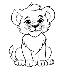 Easy Baby Lion Printable Black & White