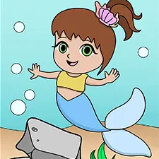 Easy Baby Mermaid Coloring Page