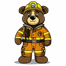 Easy Bear FIreman Coloring Page