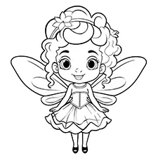 Easy Black Fairy Coloring Page Black & White