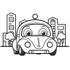 Easy Blue Car Coloring Page Black & White