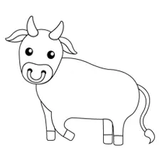 Easy Bull Coloring Page Black & White