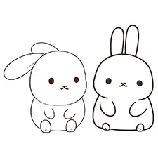 Easy Bunnies Coloring Page Black & White