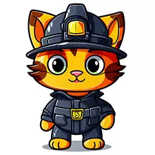 Easy Cat Fireman Coloring Sheet