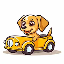 Easy Dog Driving Car Coloring Page Color