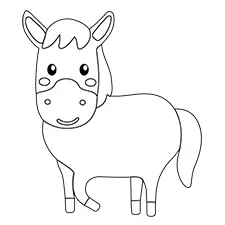 Easy Donkey Coloring Page Black & White