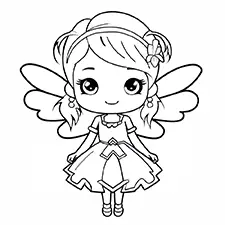 Easy Fairy Coloring Sheet Black & White