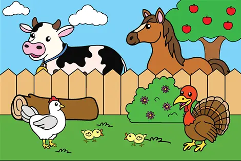 Easy Farm Animals Coloring Page