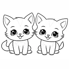 Easy Kittens Coloring Page Black & White