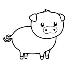 Easy Pig Coloring Page B&W
