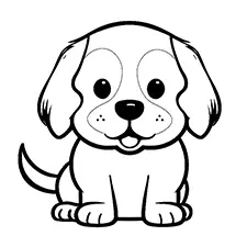 Easy Puppy Coloring Page Black & White