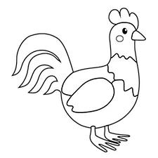 Easy Rooster Coloring Page Black & White