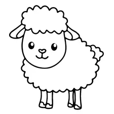 Easy Sheep Coloring Page B&W