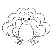 Easy Turkey Coloring Sheet Black & White