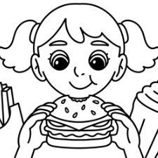 Eating Girl Coloring Page