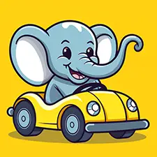 Elephant Driving Car Coloring Page