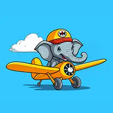 Elephant Flying Airplane Coloring Page