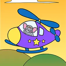 Elephant Flying Helicopter Coloring Page