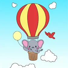 Elephant Holding Balloon Coloring Page