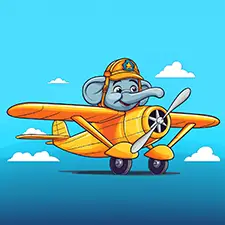 Elephant Plane Pilot Coloring Page