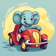 Elephant Racing Car Coloring Page