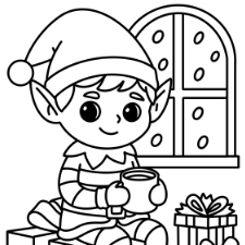 Elf On A Break Coloring Page