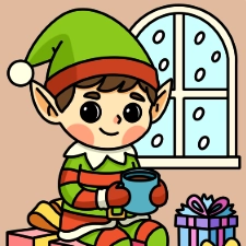 Elf On A Break Coloring Page