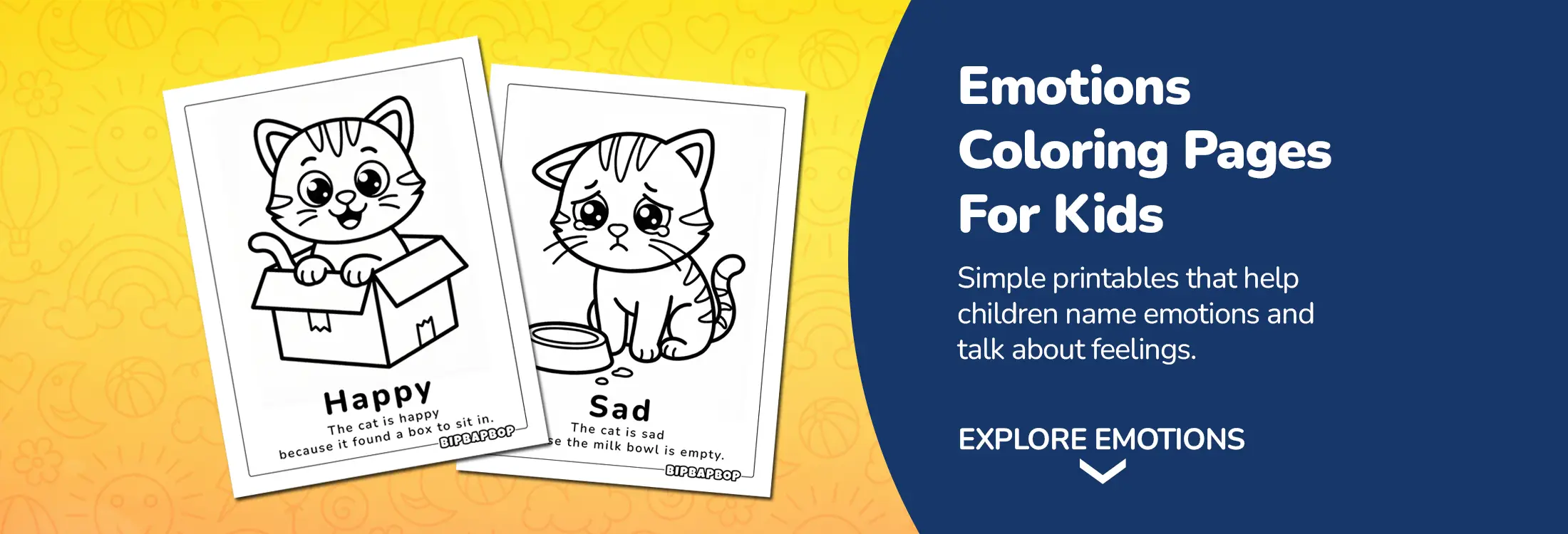 Emotions coloring pages for kids - simple printables that help children name emotions and talk about feelings