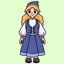 European Girl Coloring Page