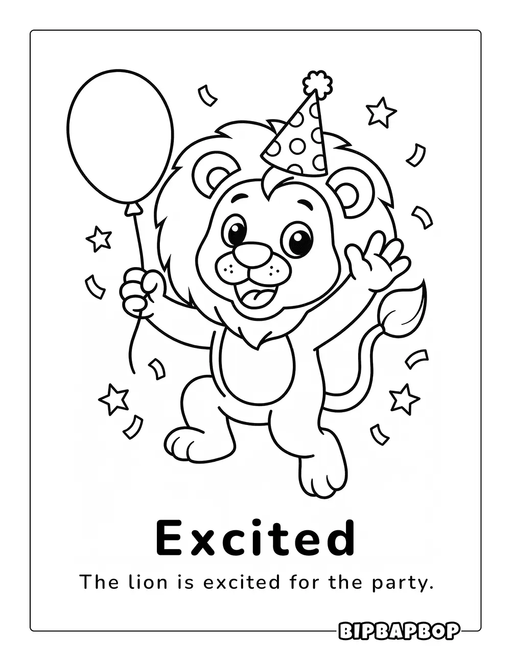 An excited lion which a balloon